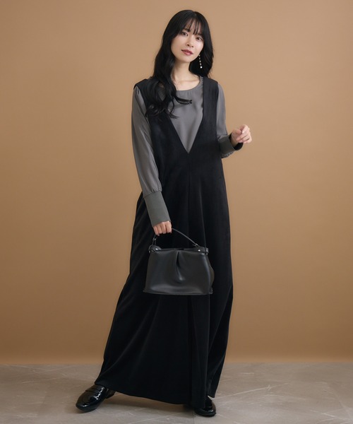 KATHARINE ROSS(キャサリンロス)の「【KATHARINE ROSS】ベロアサロペット(ジャンパースカート・レディース・チャコールグレー/ブラック・SMALL/MEDIUM)」の10枚目の写真