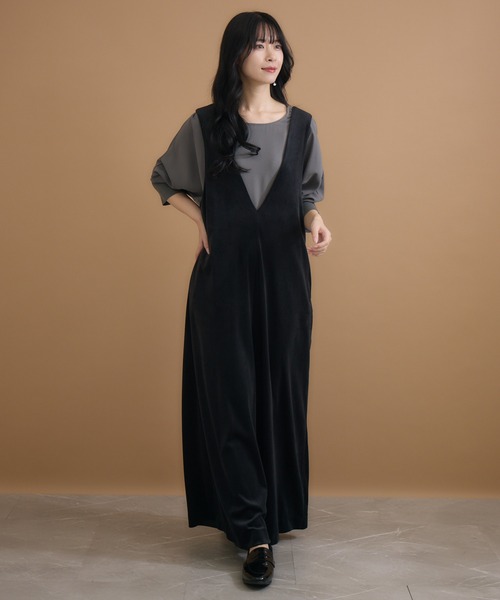 KATHARINE ROSS(キャサリンロス)の「【KATHARINE ROSS】ベロアサロペット(ジャンパースカート・レディース・チャコールグレー/ブラック・SMALL/MEDIUM)」の11枚目の写真