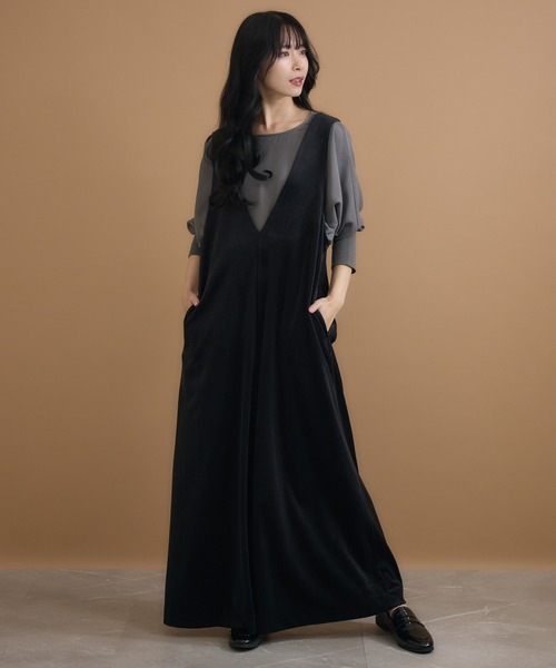 KATHARINE ROSS(キャサリンロス)の「【KATHARINE ROSS】ベロアサロペット(ジャンパースカート・レディース・チャコールグレー/ブラック・SMALL/MEDIUM)」の12枚目の写真