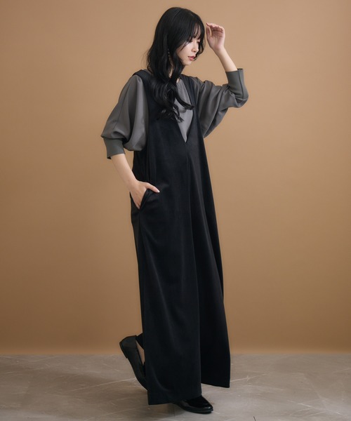 KATHARINE ROSS(キャサリンロス)の「【KATHARINE ROSS】ベロアサロペット(ジャンパースカート・レディース・チャコールグレー/ブラック・SMALL/MEDIUM)」の13枚目の写真