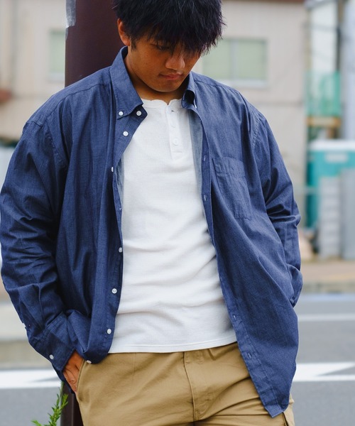 B&T CLUB（ビーティークラブ）の「ボタンダウン 長袖 シャツ（シャツ/ブラウス・メンズ・A/ホワイト/レッド/グリーン/C/D/E/ダークグレー/ネイビー/ブラック/B/ブルー・X1(3L～4L)/X2(4L～5L)/X3(6L～7L)/X4(8L～9L)/X5(9L～10L)）」の5枚目の写真