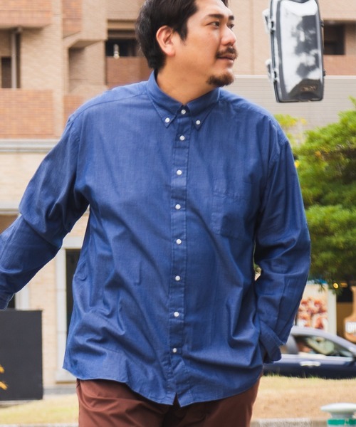 B&T CLUB（ビーティークラブ）の「ボタンダウン 長袖 シャツ（シャツ/ブラウス・メンズ・A/ホワイト/レッド/グリーン/C/D/E/ダークグレー/ネイビー/ブラック/B/ブルー・X1(3L～4L)/X2(4L～5L)/X3(6L～7L)/X4(8L～9L)/X5(9L～10L)）」の6枚目の写真