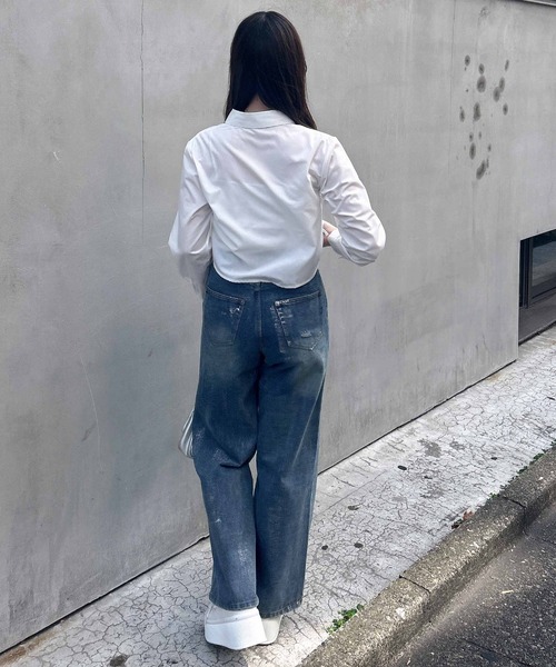 INGNI（イング）の「ドロストギャザークロップドシャツ（シャツ/ブラウス・レディース・ブラック系/ブルー/オフホワイト・M）」の12枚目の写真