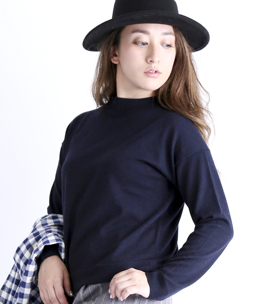 Denime（ドゥニーム）の「テンジクアミハイネック（ニット/セーター・レディース・ワイン/オフホワイト/ライトグレー/ネイビー/ダークグレー・FREE）」の7枚目の写真