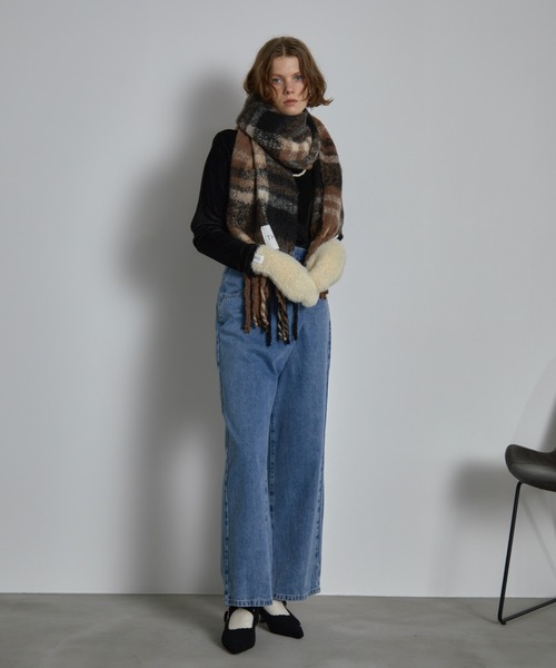 THE YOn（ザヨン）の「タータンチェックビッグマフラー（マフラー・レディース・ラベンダー/ブラウン/ブルー・FREE）」の18枚目の写真