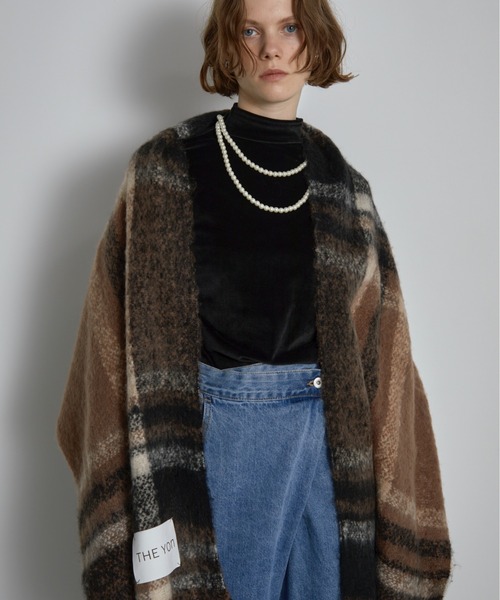 THE YOn（ザヨン）の「タータンチェックビッグマフラー（マフラー・レディース・ラベンダー/ブラウン/ブルー・FREE）」の21枚目の写真