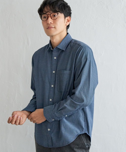 ikka(イッカ)の「デニムライクスイスカラーシャツ(シャツ/ブラウス・メンズ・ブラック/チャコールグレー/ブルー/ネイビー・M/L/XL/S)」の8枚目の写真