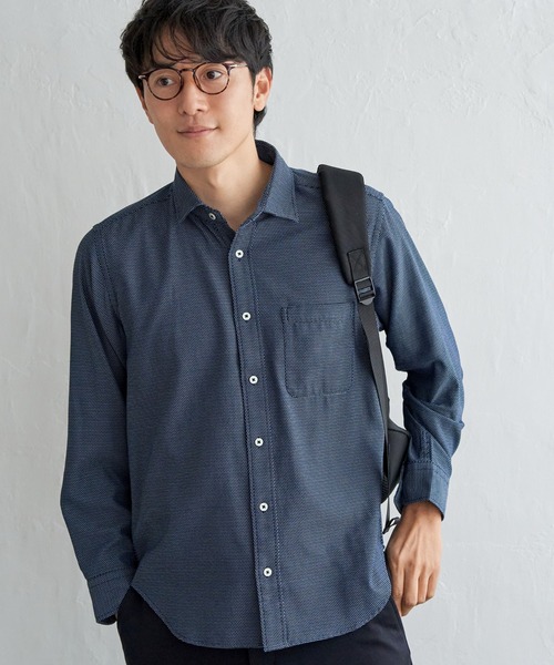 ikka(イッカ)の「デニムライクスイスカラーシャツ(シャツ/ブラウス・メンズ・ブラック/チャコールグレー/ブルー/ネイビー・M/L/XL/S)」の7枚目の写真