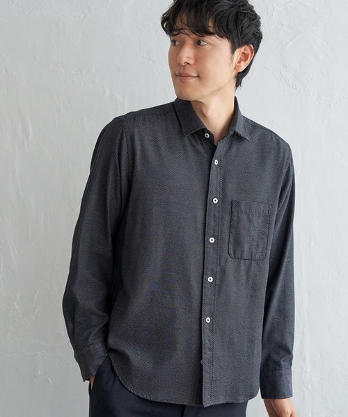ikka(イッカ)の「デニムライクスイスカラーシャツ(シャツ/ブラウス・メンズ・ブラック/チャコールグレー/ブルー/ネイビー・M/L/XL/S)」の5枚目の写真