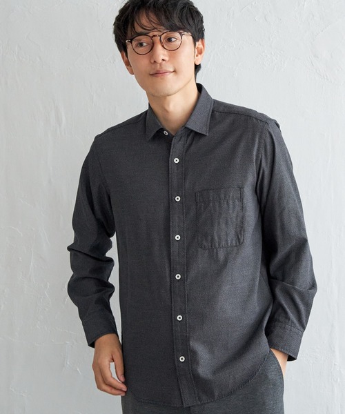 ikka(イッカ)の「デニムライクスイスカラーシャツ(シャツ/ブラウス・メンズ・ブラック/チャコールグレー/ブルー/ネイビー・M/L/XL/S)」の6枚目の写真