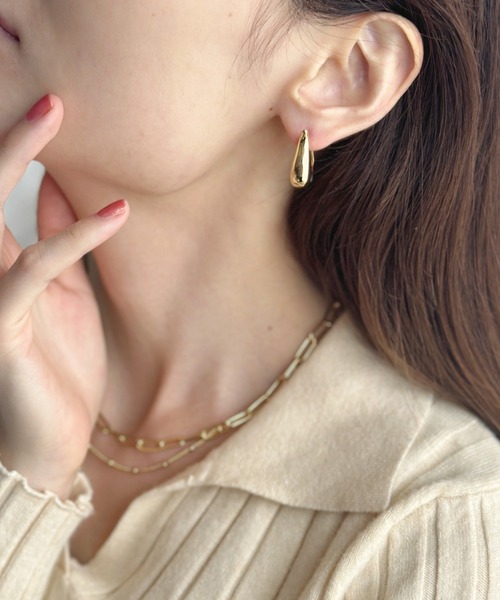 sowang(ソワン)の「ワンタッチ ボリューム ドロップフープピアス-onetouch volume drop hoop pierce-(ピアス(両耳用)・レディース・ゴールド/シルバー・FREE)」の11枚目の写真