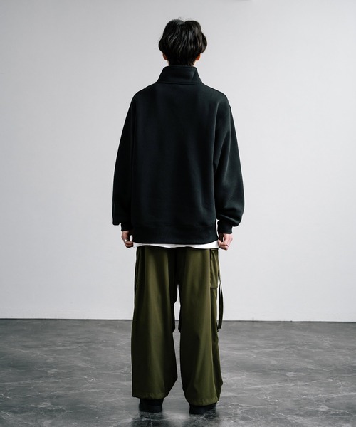 オーバーサイズ ヘビーウェイト裏起毛ハーフジップスウェット