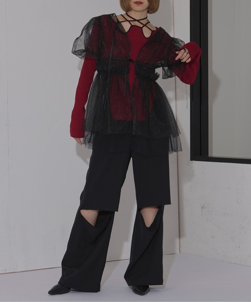 TO BE CHIC✨ドレープリブチェニック ブラック ケープ