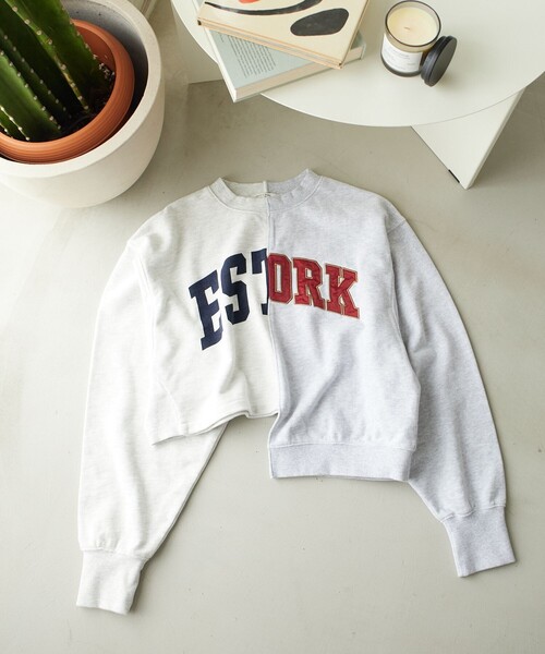 FREAK'S STORE(フリークスストア)の「リメイク ロゴショートスウェット(スウェット・レディース・ネイビー/ライトグレー/ワインレッド/グレー・フリ-)」の7枚目の写真