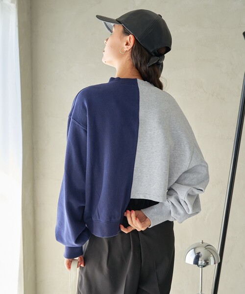 FREAK'S STORE(フリークスストア)の「リメイク ロゴショートスウェット(スウェット・レディース・ネイビー/ライトグレー/ワインレッド/グレー・フリ-)」の15枚目の写真