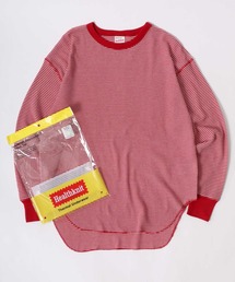 Healthknit(ヘルスニット)ベーシック ワッフル クルーネック ラウンドヘムロングスリーブTシャツ(1P)/サーマル無地・ボーダーリンガー/ロンT/長袖トップス レディース