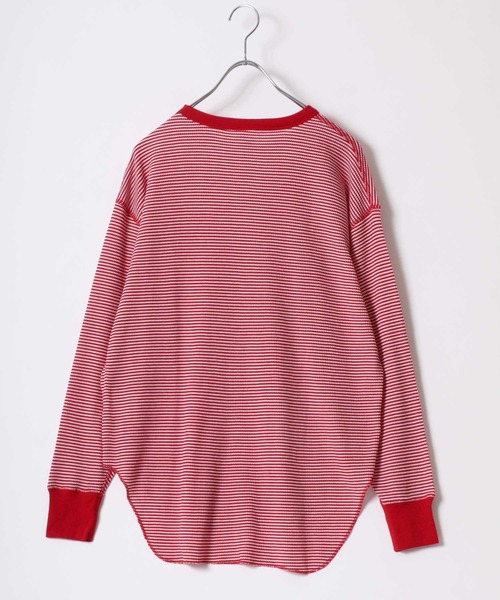 Healthknit（ヘルスニット）の「Healthknit（ヘルスニット）ベーシック ワッフル クルーネック ラウンドヘムロングスリーブTシャツ（1P）/サーマル無地・ボーダーリンガー/ロンT/長袖トップス レディース（Tシャツ/カットソー・レディース・ブラック/ブルー系その他/オフホワイト/ブラック×ホワイト/レッド系その他/カーキブラウン・M）」の18枚目の写真
