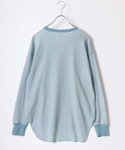 Healthknit（ヘルスニット）の「Healthknit（ヘルスニット）ベーシック ワッフル クルーネック ラウンドヘムロングスリーブTシャツ（1P）/サーマル無地・ボーダーリンガー/ロンT/長袖トップス レディース（Tシャツ/カットソー・レディース・ブラック/ブルー系その他/オフホワイト/ブラック×ホワイト/レッド系その他/カーキブラウン・M）」の16枚目の写真