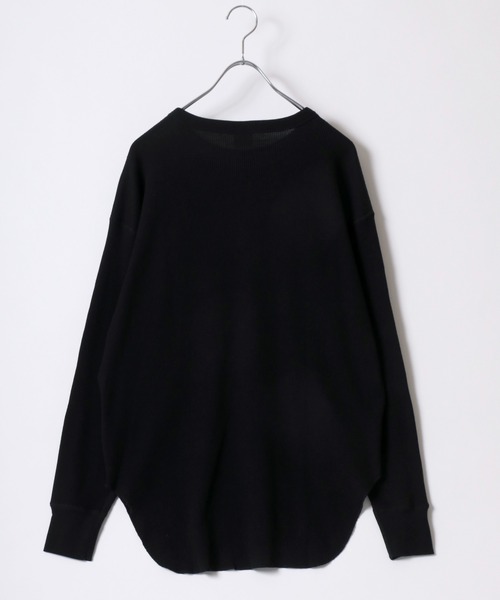 Healthknit（ヘルスニット）の「Healthknit（ヘルスニット）ベーシック ワッフル クルーネック ラウンドヘムロングスリーブTシャツ（1P）/サーマル無地・ボーダーリンガー/ロンT/長袖トップス レディース（Tシャツ/カットソー・レディース・ブラック/ブルー系その他/オフホワイト/ブラック×ホワイト/レッド系その他/カーキブラウン・M）」の12枚目の写真
