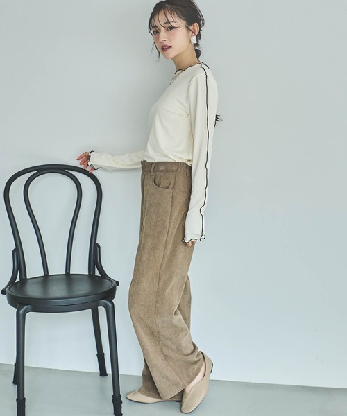 mil(ミル)の「【150㎝前後の小柄さんサイズ】前後2WAY配色メロウトップス(Tシャツ/カットソー・レディース・ブラック/ホワイト/エンジ・XS/S)」の5枚目の写真
