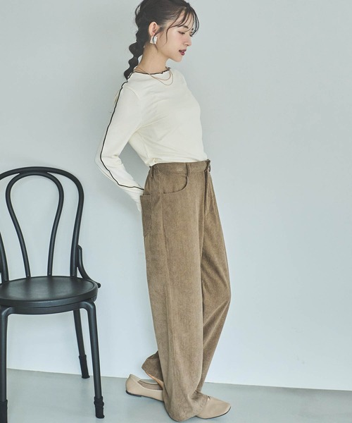 mil(ミル)の「【150㎝前後の小柄さんサイズ】前後2WAY配色メロウトップス(Tシャツ/カットソー・レディース・ブラック/ホワイト/エンジ・XS/S)」の6枚目の写真