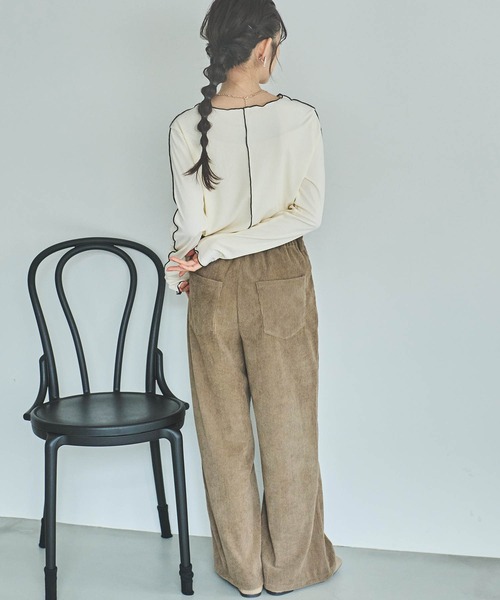 mil(ミル)の「【150㎝前後の小柄さんサイズ】前後2WAY配色メロウトップス(Tシャツ/カットソー・レディース・ブラック/ホワイト/エンジ・XS/S)」の7枚目の写真
