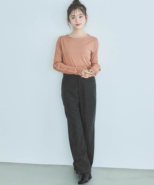mil(ミル)の「【150㎝前後の小柄さんサイズ】前後2WAY配色メロウトップス(Tシャツ/カットソー・レディース・ブラック/ホワイト/エンジ・XS/S)」の21枚目の写真