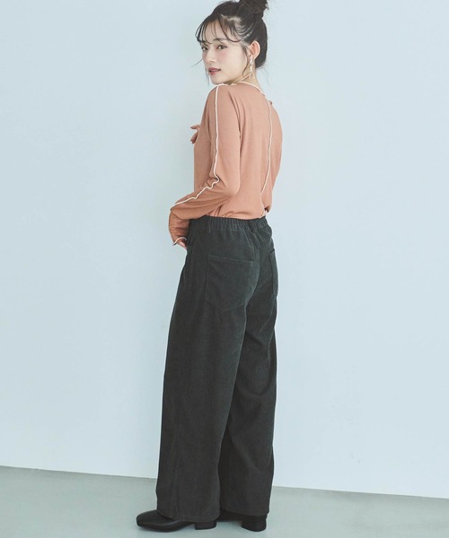 mil(ミル)の「【150㎝前後の小柄さんサイズ】前後2WAY配色メロウトップス(Tシャツ/カットソー・レディース・ブラック/ホワイト/エンジ・XS/S)」の22枚目の写真