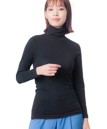 Wing(ウイング)の「綿の贅沢 オーガニック」 あったかインナー 9分袖  タートルネック(インナーウェア/肌着)