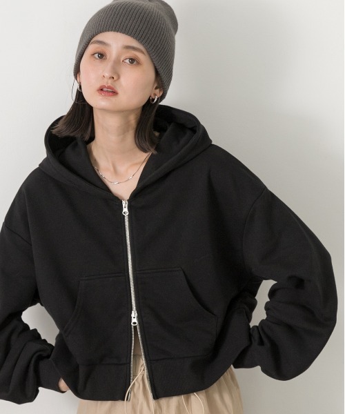 AmlyCity りなてぃプロデュース ダブルジップショートフーディーレッド