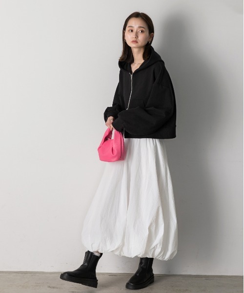 ad thie（アドティエ）の「ダブルジップ  ショートフーディー（パーカー・レディース・レッド/ブラウン/杢グレー/オートミール/チャコール/ネイビー/アイボリー/ブラック・FREE）」の22枚目の写真