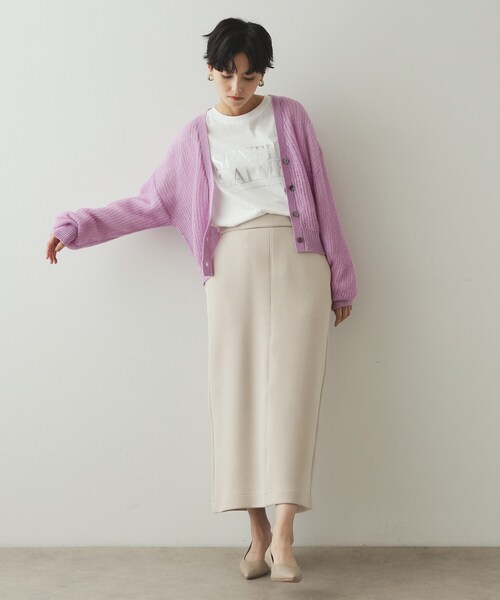 OPAQUE.CLIP（オペークドットクリップ）の「◆モヘヤ混シアーVネックカーディガン【洗濯機洗い可】（カーディガン/ボレロ・レディース・ブラック/ベビーピンク/ベージュ・38/40/42）」の13枚目の写真