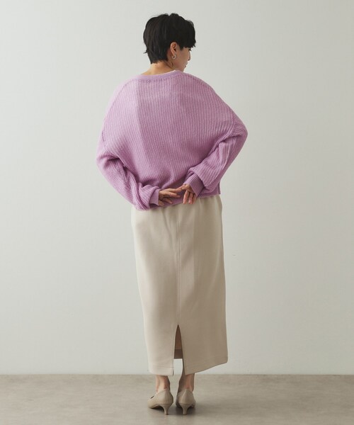 OPAQUE.CLIP（オペークドットクリップ）の「◆モヘヤ混シアーVネックカーディガン【洗濯機洗い可】（カーディガン/ボレロ・レディース・ブラック/ベビーピンク/ベージュ・38/40/42）」の14枚目の写真