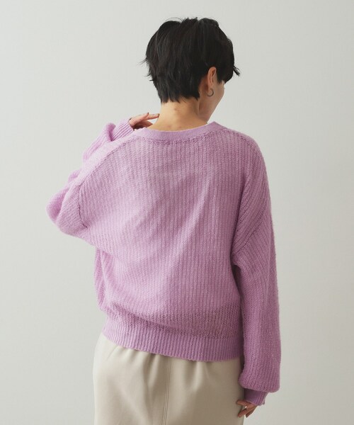 OPAQUE.CLIP（オペークドットクリップ）の「◆モヘヤ混シアーVネックカーディガン【洗濯機洗い可】（カーディガン/ボレロ・レディース・ブラック/ベビーピンク/ベージュ・38/40/42）」の18枚目の写真