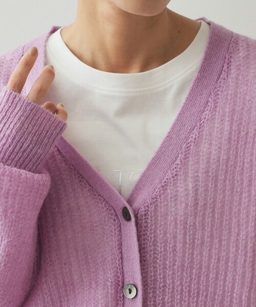 OPAQUE.CLIP（オペークドットクリップ）の「◆モヘヤ混シアーVネックカーディガン【洗濯機洗い可】（カーディガン/ボレロ・レディース・ブラック/ベビーピンク/ベージュ・38/40/42）」の19枚目の写真