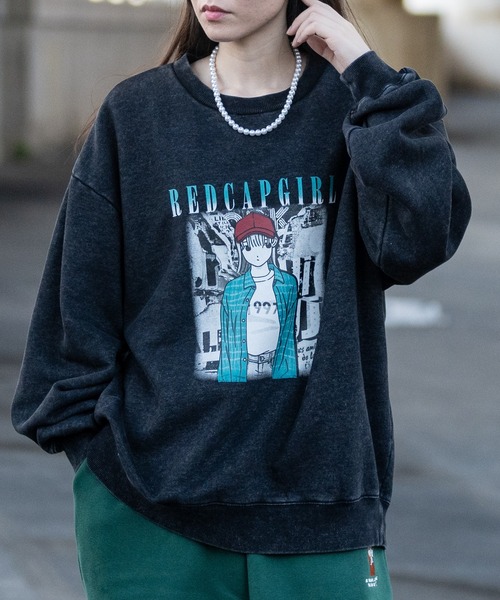 Red Cap Girl(レッドキャプガール)の「【a-r】〔Red Cap Girl/レッドキャップガール〕スノーウォッシュ加工 ヴィンテージライクプリント クルーネックスウェット(スウェット・メンズ・ブラック系その他/グレー系その他/グレー/ブラック・MEDIUM/LARGE/X-LARGE)」の11枚目の写真