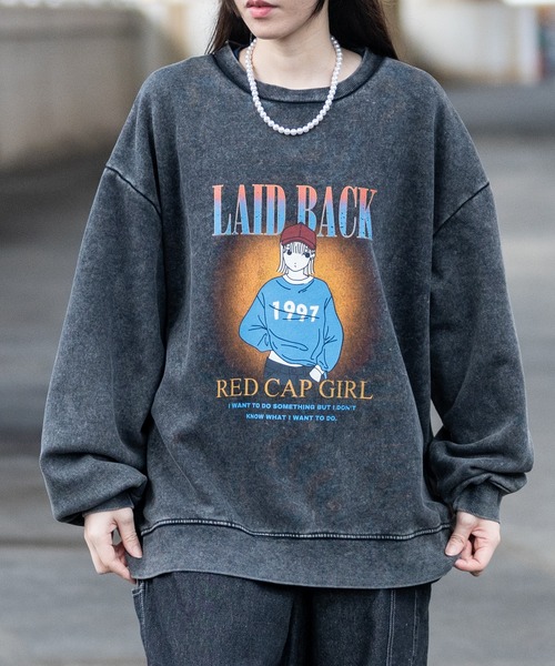 Red Cap Girl(レッドキャプガール)の「【a-r】〔Red Cap Girl/レッドキャップガール〕スノーウォッシュ加工 ヴィンテージライクプリント クルーネックスウェット(スウェット・メンズ・ブラック系その他/グレー系その他/グレー/ブラック・MEDIUM/LARGE/X-LARGE)」の17枚目の写真