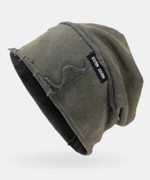 セール】[古着風ビーニー] リメイク風ダメージ ステッチ デザイン