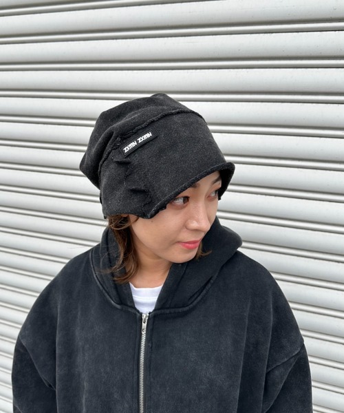 セール】[古着風ビーニー] リメイク風ダメージ ステッチ デザイン