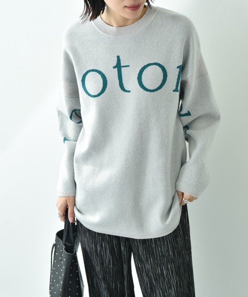 INTERPLANET（インタープラネット）の「ロゴジャガードニットチュニック（ニット/セーター・レディース・ライトグレー/ブラック/オフホワイト・FREE）」の3枚目の写真