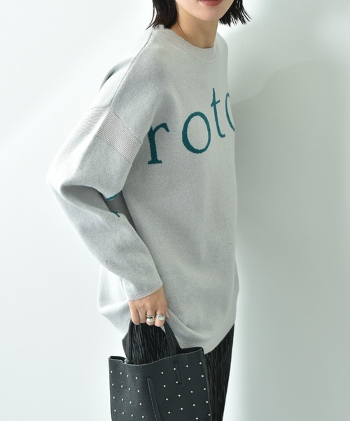 INTERPLANET（インタープラネット）の「ロゴジャガードニットチュニック（ニット/セーター・レディース・ライトグレー/ブラック/オフホワイト・FREE）」の13枚目の写真