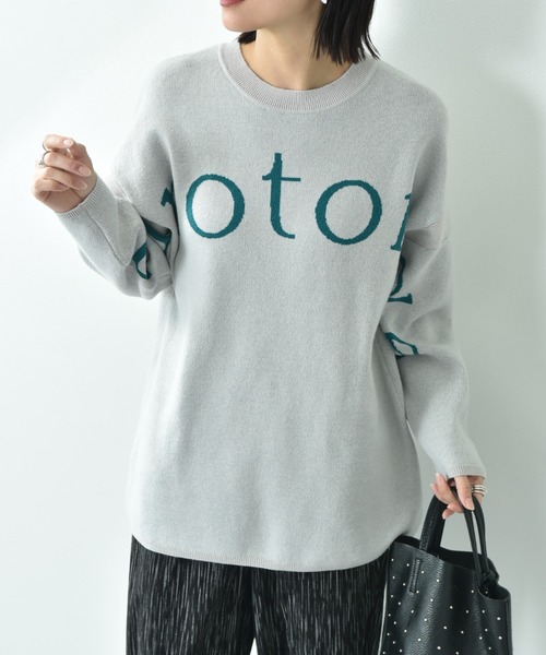 INTERPLANET（インタープラネット）の「ロゴジャガードニットチュニック（ニット/セーター・レディース・ライトグレー/ブラック/オフホワイト・FREE）」の14枚目の写真