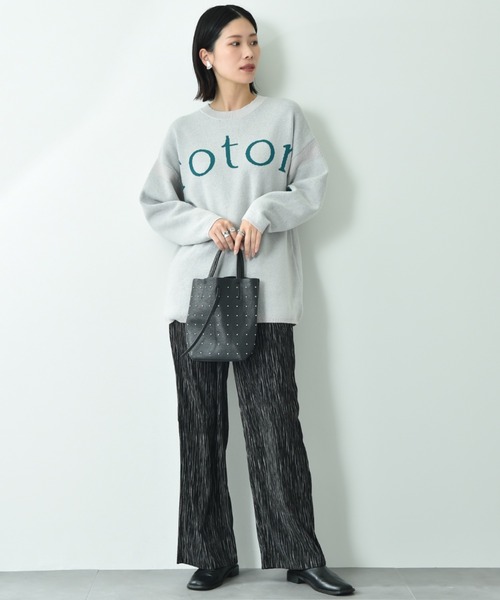 INTERPLANET（インタープラネット）の「ロゴジャガードニットチュニック（ニット/セーター・レディース・ライトグレー/ブラック/オフホワイト・FREE）」の9枚目の写真