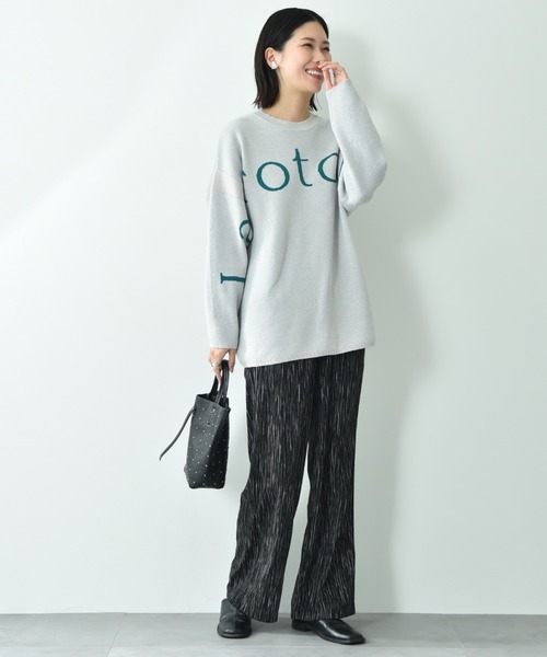 INTERPLANET（インタープラネット）の「ロゴジャガードニットチュニック（ニット/セーター・レディース・ライトグレー/ブラック/オフホワイト・FREE）」の10枚目の写真