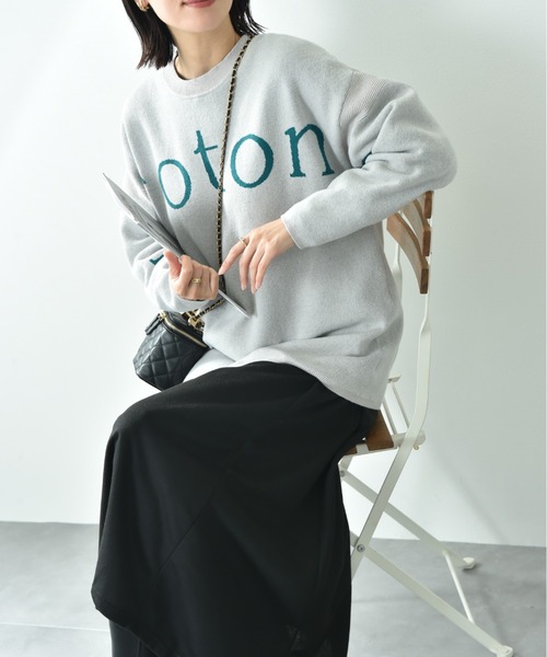 INTERPLANET（インタープラネット）の「ロゴジャガードニットチュニック（ニット/セーター・レディース・ライトグレー/ブラック/オフホワイト・FREE）」の19枚目の写真