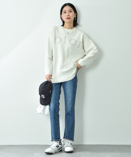 INTERPLANET（インタープラネット）の「ロゴジャガードニットチュニック（ニット/セーター・レディース・ライトグレー/ブラック/オフホワイト・FREE）」の6枚目の写真