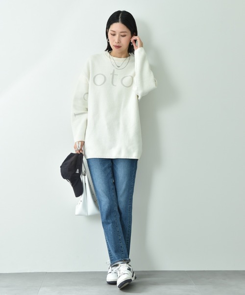 INTERPLANET（インタープラネット）の「ロゴジャガードニットチュニック（ニット/セーター・レディース・ライトグレー/ブラック/オフホワイト・FREE）」の7枚目の写真