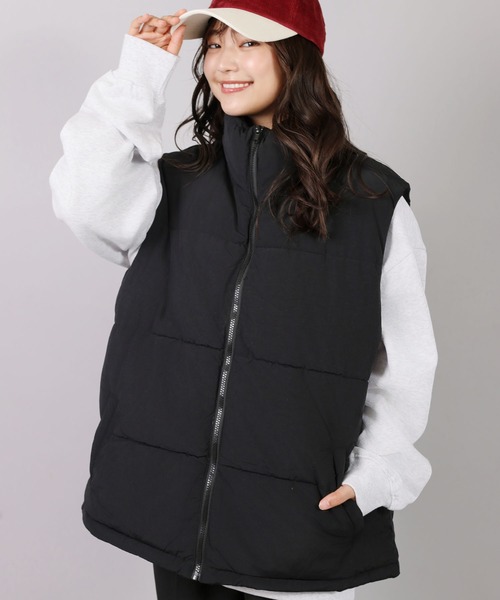 SPINNS（スピンズ）の「ストリート＆ノームコア/フェイクダウンベスト（ダウンベスト・メンズ・ブラック/オフホワイト・L/M）」の3枚目の写真