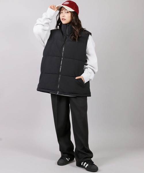 SPINNS（スピンズ）の「ストリート＆ノームコア/フェイクダウンベスト（ダウンベスト・メンズ・ブラック/オフホワイト・L/M）」の6枚目の写真