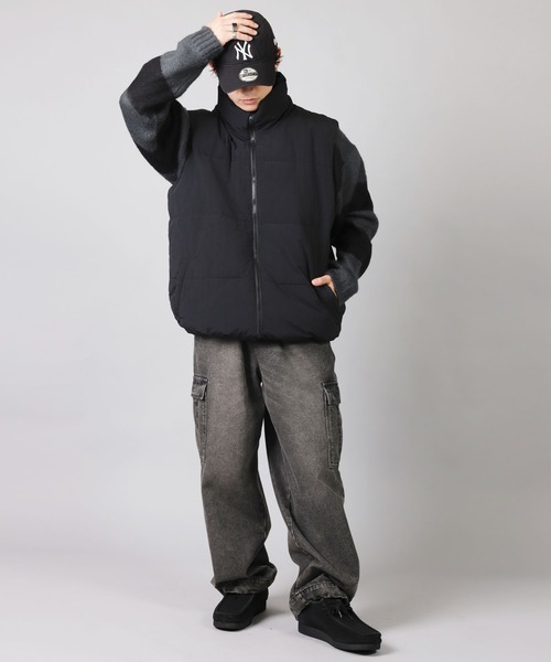 SPINNS（スピンズ）の「ストリート＆ノームコア/フェイクダウンベスト（ダウンベスト・メンズ・ブラック/オフホワイト・L/M）」の12枚目の写真